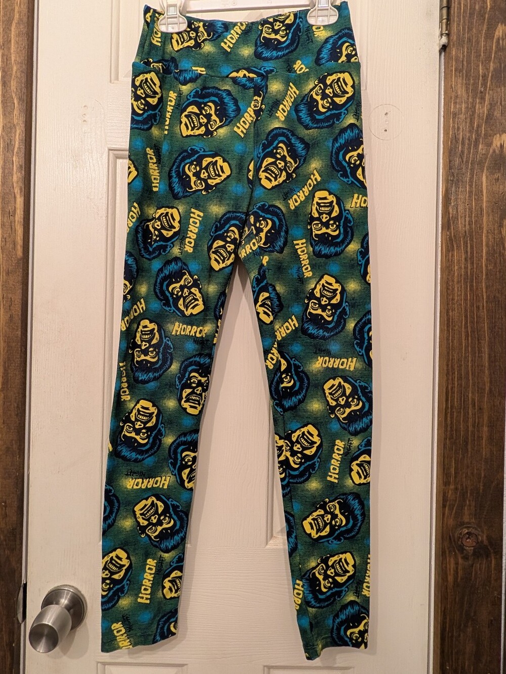 Lularoe Horror Comic Book Neon Green Athletic Leggings OS Soft Women's Small